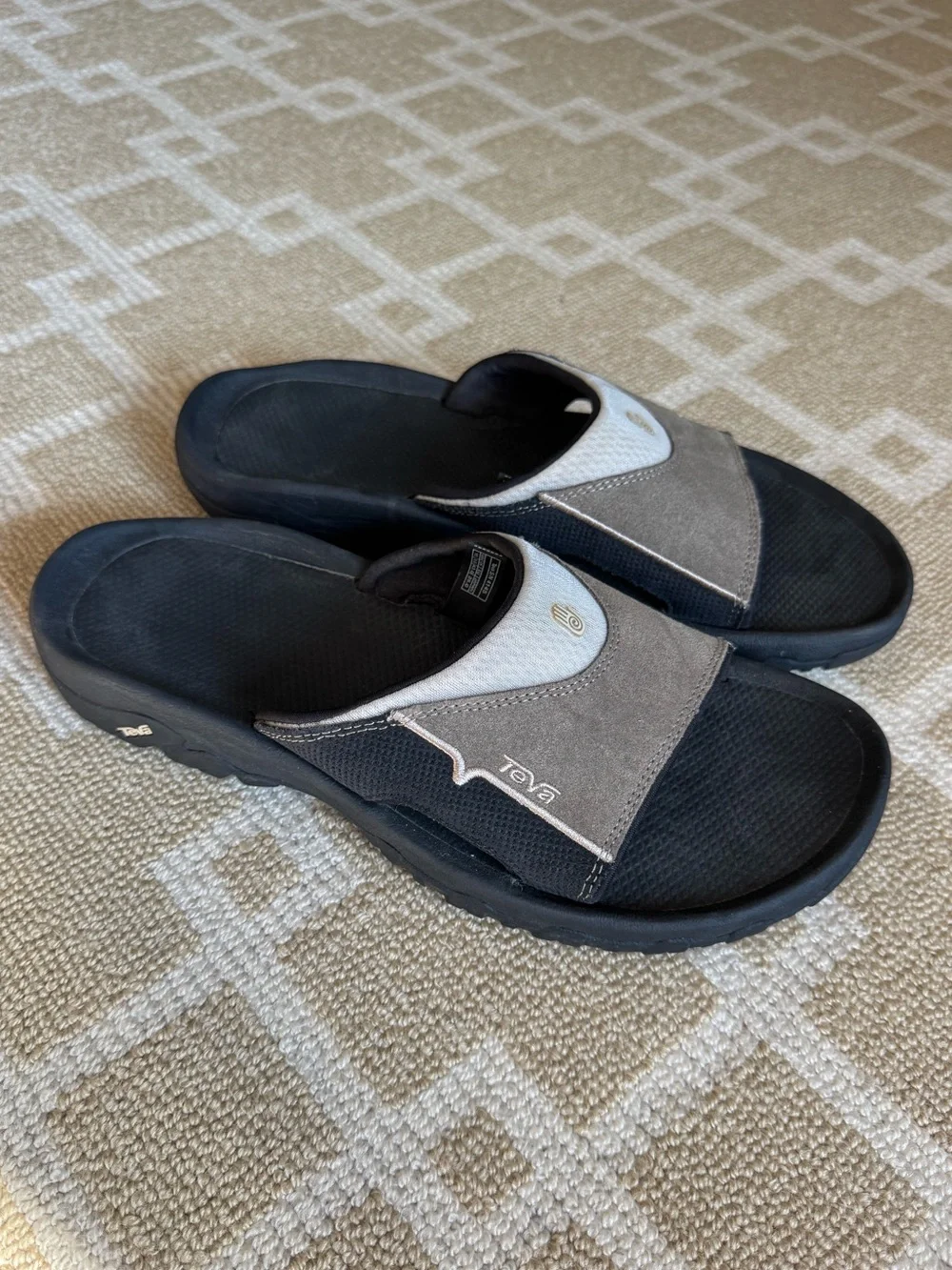 Teva Cushion Slide Sandals Taupe Gray Suede Comfort Slides Men’s 10